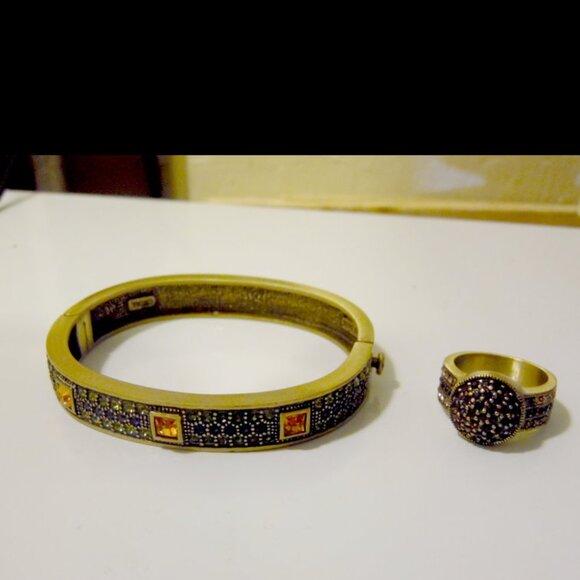 Heidi Daus Crystal Hinged Bangle Bracelet and Custer Ring 8 - Picture 5 of 6